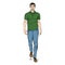 Vector Sketch Fashion Male Model in Trousers and Polo Shirt