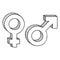Vector Sketch Gender Symbols. Male and Female. Mars and Venus