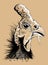 Vector sketch of a helmeted guinea fowl\'s head