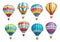 Vector sketch icons set hot air balloons pattern