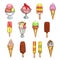 Vector sketch icons set of ice cream desserts