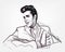 Vector sketch illustration elvis presley portrait