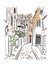 Vector sketch illustration European city Germany town centre