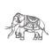 Vector sketch indian decorated elephant