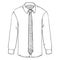 Vector Sketch Long-sleeve Classic Men Shirt with Necktie