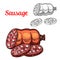 Vector sketch meat sausage farm product icon