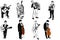 Vector sketch of musicians playing various musical instruments