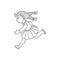 Vector sketch running girl, ranaway kid