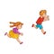 Vector sketch running ranaway kids set