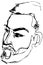 Vector sketch of a serious man with a beard