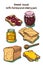 Vector  sketch Sweet toast with honey and cherry jam