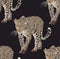 Vector sketch of walks leopard.Seamless leo pattern.Animal print.