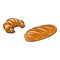 Vector sketch white loaf bread, Croissant set