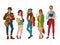 Vector sketch young teen students set