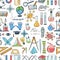 Vector sketched science or chemistry elements pattern or background