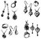 Vector sketches of various sets of female jewelry