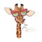 Vector sketching illustrations. Portrait of funny giraffe in custom glasses