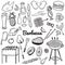 Vector sketchy line art Doodle set of objects and symbols for barbecue and grill theme.