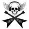 Vector skull. King of rock music. Heavy metal symbol with wings.