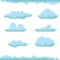 Vector sky with clouds pixel art background.