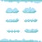 Vector sky with clouds pixel art background.