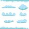 Vector sky with clouds pixel art background.