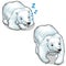 Vector sleeping white polar bear and growling bear