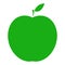 Vector of a sliced green apple. Icon of a fresh apple. Logo for juice green apple. Apple with a leaf and seeds