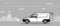 Vector small cargo van, very fast delivery of goods from the store to the house. Logo, emblem, delivery, cargo. Template for