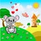 Vector.small mouse gray color holds wheat ears landscape cute holiday congratulations with Valentine`s Day