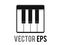 Vector small section of classic piano music keyboard icon, showing white, black keys