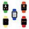 Vector smart watch with different UI icons.