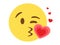 Vector smiley face with kissing mouth and heart flat icon