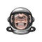 Vector Smiling Chimpanzee Ape with Astronaut Helmet, Funny Monkey with Cosmonaut Mask for Space Exploration. Spaceman