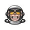 Vector Smiling Chimpanzee Ape with Astronaut Helmet, Funny Monkey with Cosmonaut Mask for Space Exploration. Spaceman