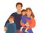 Vector Smiling Family Portrait.. Mother, father, son and little daughter. Vector illustration simple shapes