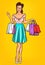 Vector smiling girl-shopper