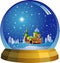 Vector snow globe with a Santa house within