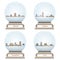 Vector snow globes with abstract chinese city skylines inside