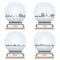 Vector snow globes with London, Paris, Berlin and Rome abstract city skylines inside