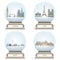 Vector snow globes with London, Paris, Berlin and Rome landmarks inside