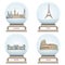 Vector snow globes with London, Paris, Berlin and Rome landmarks inside