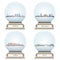 Vector snow globes with Madrid, Barcelona, Lisbon and Porto abstract city skylines inside