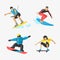 Vector snowboard jumping extreme athletes silhouettes illustration life skateboard set speed skydiver skateboarder skate
