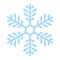 Vector snowflake icon. Simple elegant snow sign. Blue snowflake silhouette