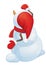 Vector snowman writes greeting, back side, for Christmas design.