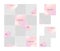 Vector social media post grid background set. Pink abstract shape backdrop. Romantic mood, love, holiday flowers concept. Design