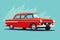 Vector of a soviet russian vintage car. Retro car poster