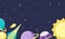 Vector space banner for design. Space exploration. Planets, spacecraft, constellation, stars. A galactic adventure