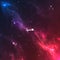 Vector space galaxy background. Colourful violet-red nebulae with bright stars.